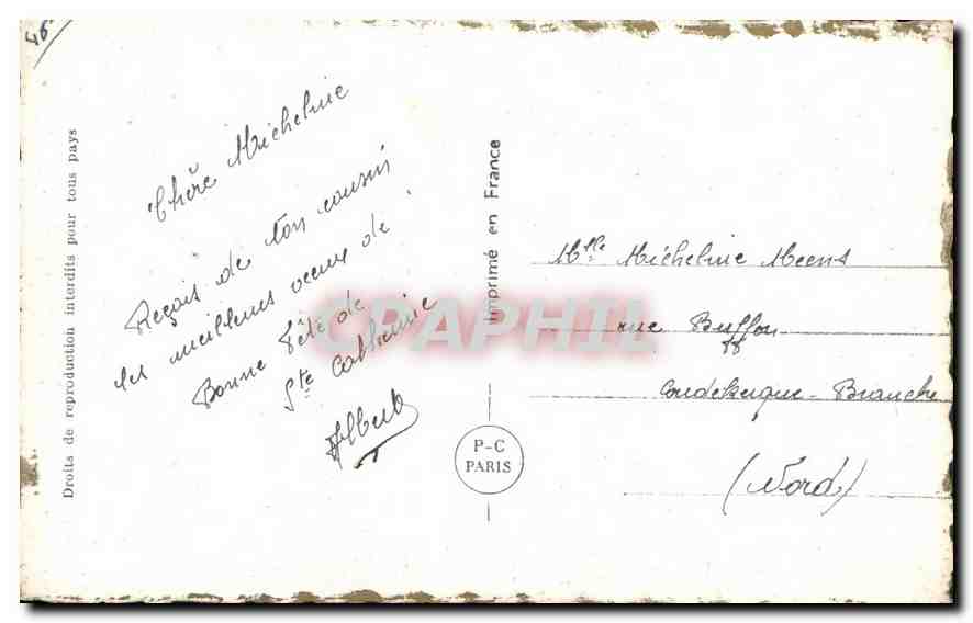 Sainte Catherine — Je meurs où je m'attache — P-C Paris n°5807/4 — Verso