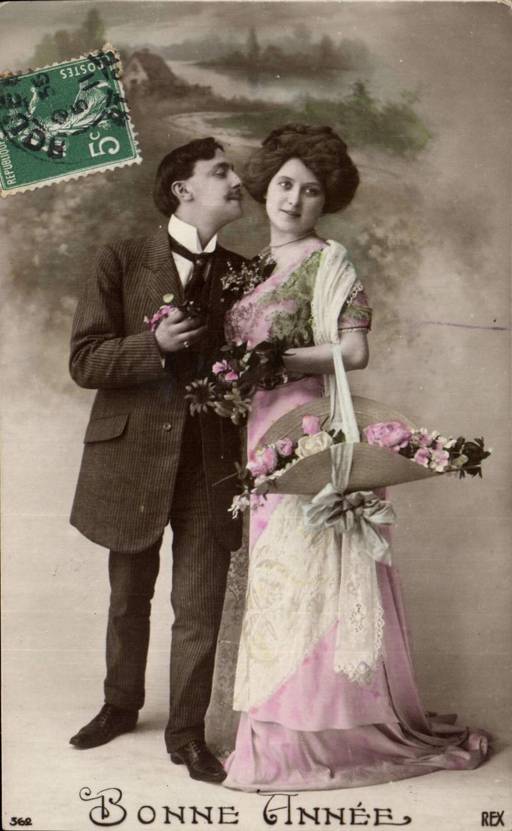 Paar in Abendkleidung — Frohe Neujahr — REX, n° 362