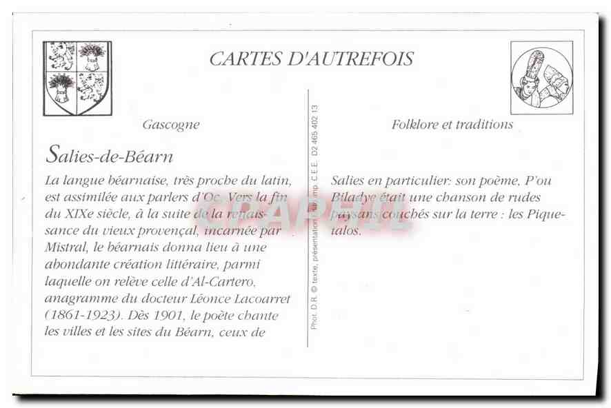 REPRO Salies de Bearn L'ous Piquetalos d'Al Cartero Folklore — Rückseite