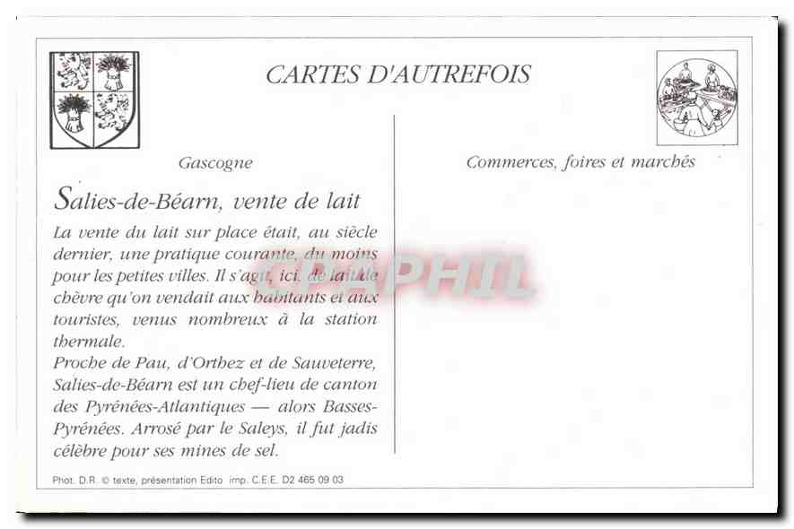 REPRO Salies de Bearn Vente de lait dans les rues de la Ville  — Rückseite