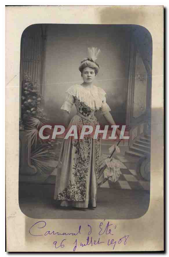 CARTE PHOTO Femme Carnaval d'ete