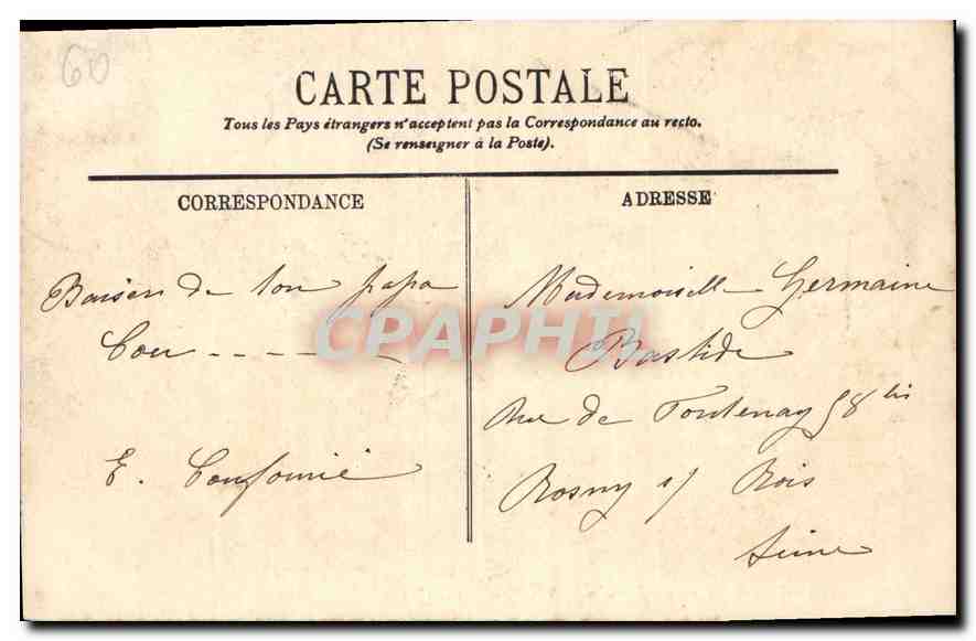 CPA Compiegne Le Parc et le Banc de Napoleon  — Rückseite