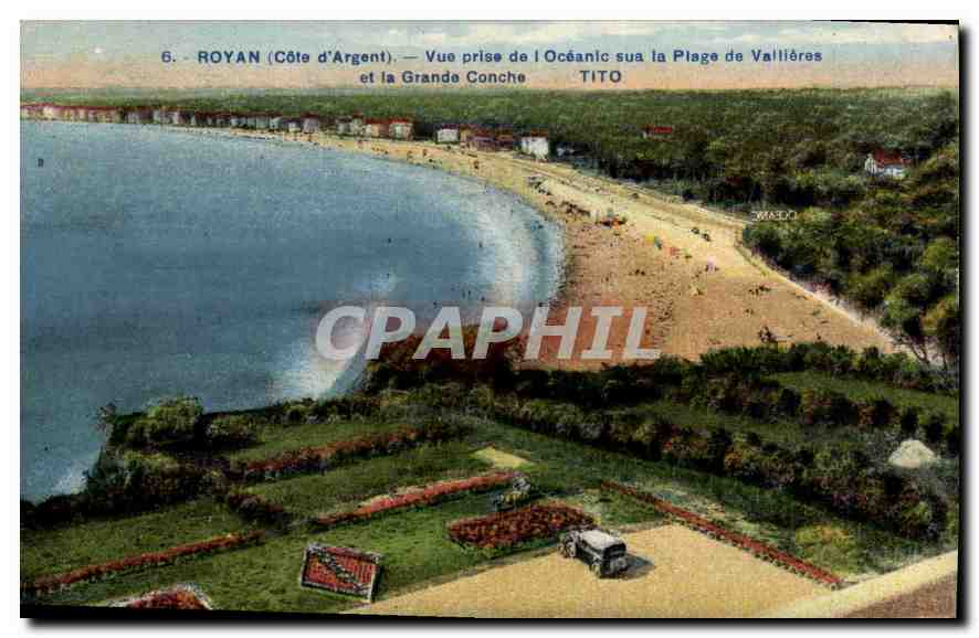 CPA Royan Cote d'Argent Vue prise de l'Oceanic sua la Plage de Vallieres et la Grande Conche