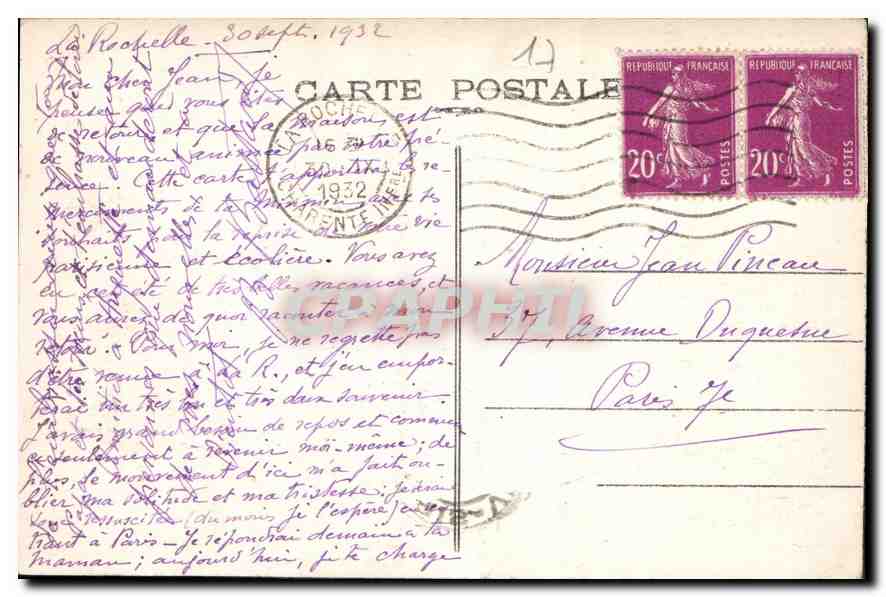La Rochelle — Tour de la Lanterne — Éditeur : 10403 — Verso