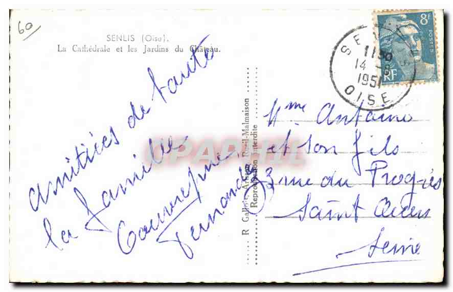 Senlis (Oise) — La Cathédrale et les Jardins du Château — R. Gallot, éditeur — Rückseite