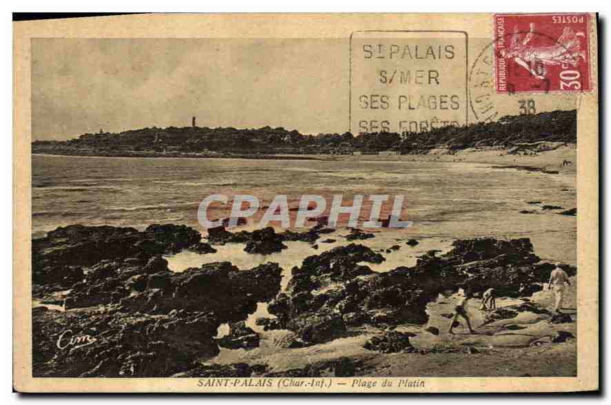 CPA Saint Palais Char Inf Plage du Platin 