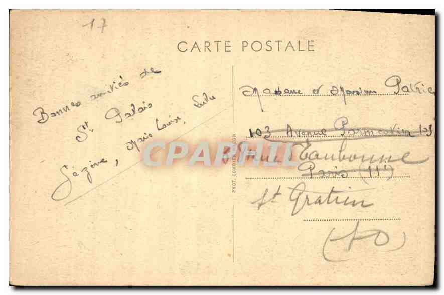 CPA Saint Palais Char Inf Plage du Platin  — Verso