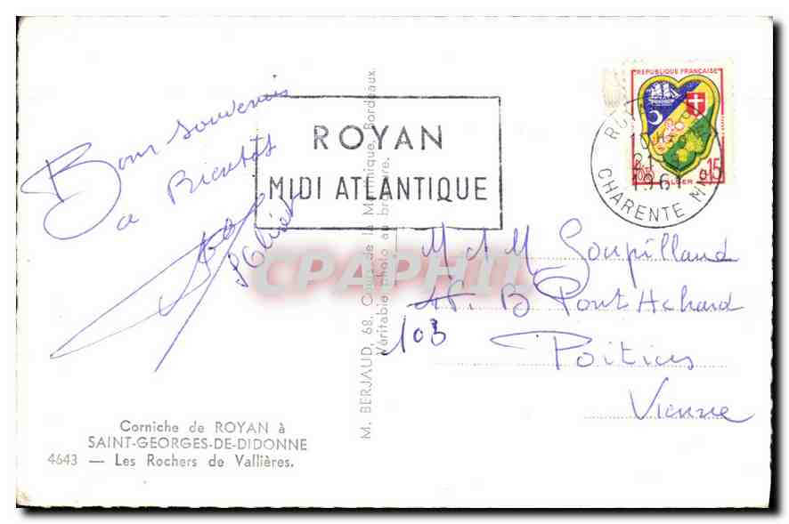 CPM Corniche de Royan Saint Georges de Didonne Les Rochers de Vallieres  — Back