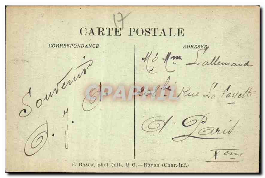 St-Georges-de-Diddonne — Sous les Falaises — F. Braun, Royan (Charente-Inférieure) — n° 2080 — Achterkant