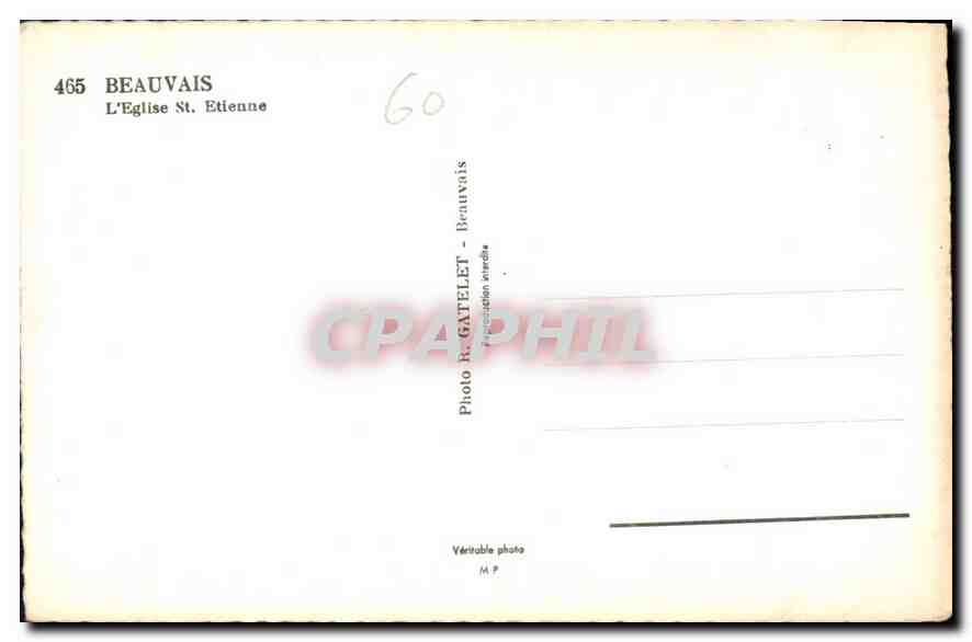 CPA Beauvais L'Eglise St Etienne  — Rückseite