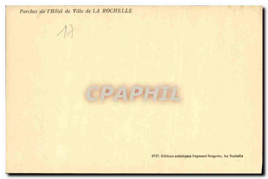 CPA Porches de l'Hotel de Ville de La Rochelle  — Verso