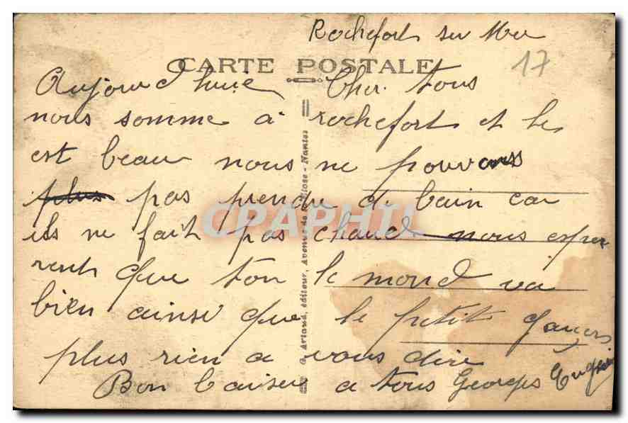 CPA Rochefort sur Mer Jardin de la Poterne a droite Hopital Maritime  — Back