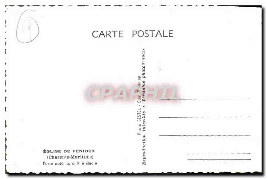 CPA Eglise de Fenioux Charente Maritime Porte Cote Nord  — Back