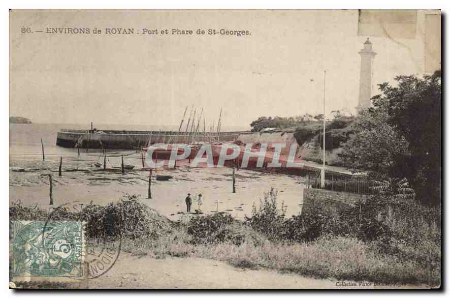CPA Environs de Royan Port et Phare de St Georges 