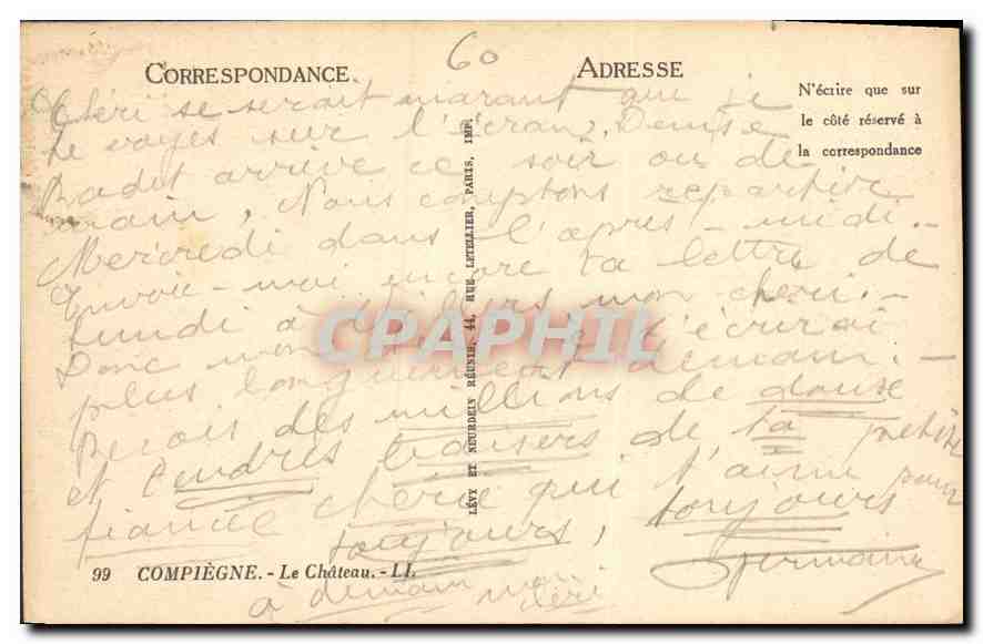 CPA Compiegne Le Chateau  — Rückseite
