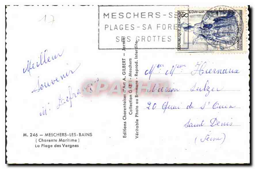 CPA Meschers les Bains Charente Maritime La Plage des Vergnes  — Back