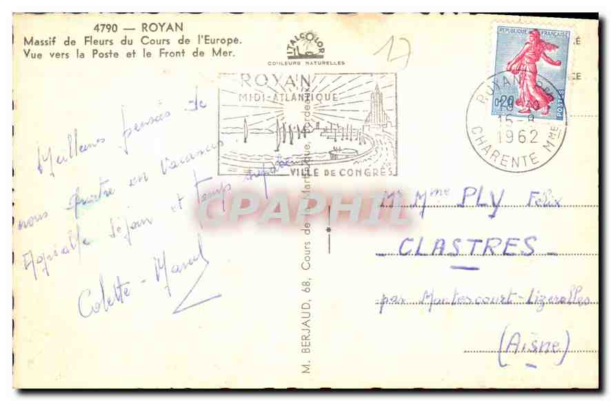 Royan — Blütenstrauß am Cours de l'Europe — Verlag M. Beraud — Rückseite