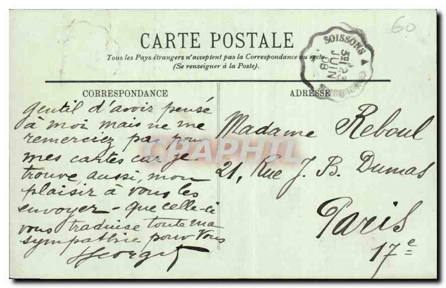 CPA Pierrefonds La Rue Notre Dame et le Chateau  — Verso