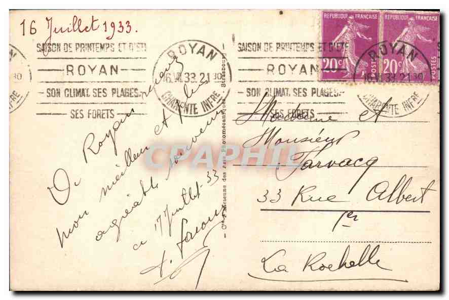 CPA Royan Vallieres L'Ile aux Mouettes  — Rückseite