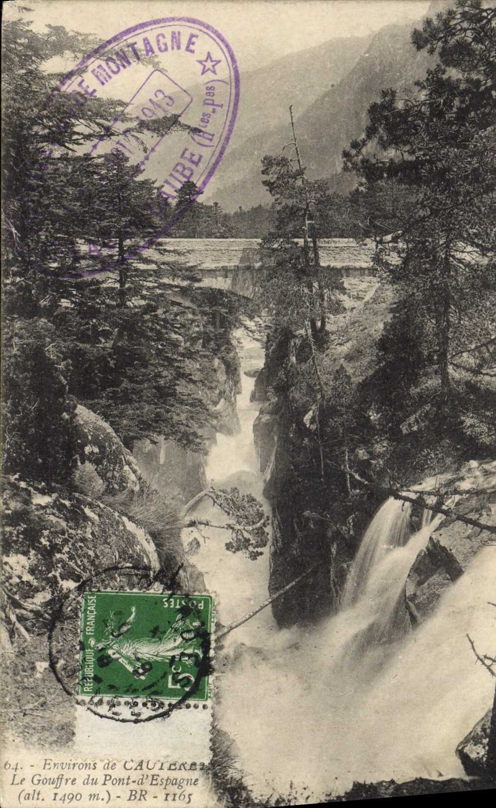 Le Gouffre du Pont-d'Espagne — Environs de Cauterets — Éditeur BR - 1165