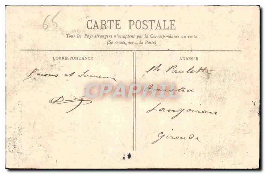 Le Gouffre du Pont-d'Espagne — Environs de Cauterets — Éditeur BR - 1165 — Reverso