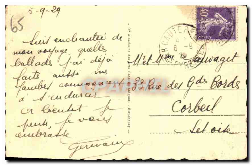 Cauterets - Cascades de Lutour — éditeur '3e Atelier des Arts Photographiques' — n° 57 — Rückseite