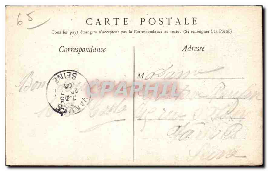 CPA Lourdes L'Apparition  — Verso