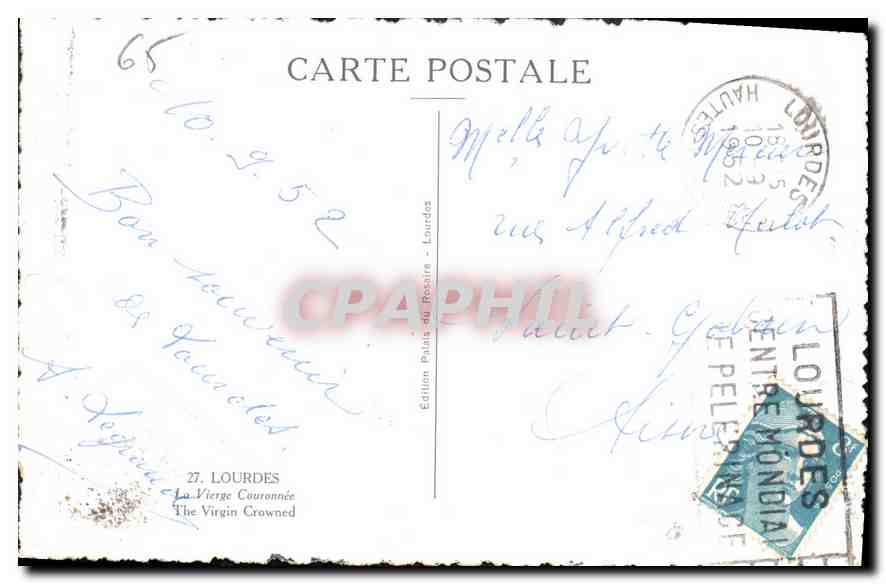 CPA Lourdes La Vierge Couronnee  — Verso