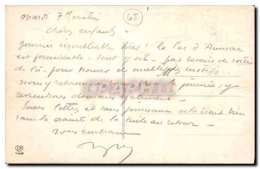 CPA Les Pyrenees Centrales Haute Vallee d'Aurei Lac de Cap de Long  — Rückseite