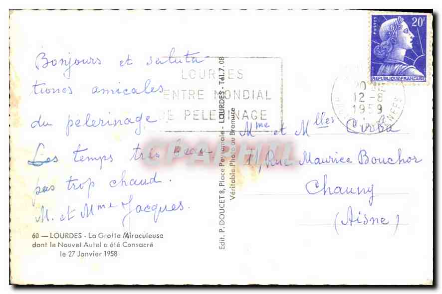 CPA Lourdes La Grotte Miraculeuse  — Verso