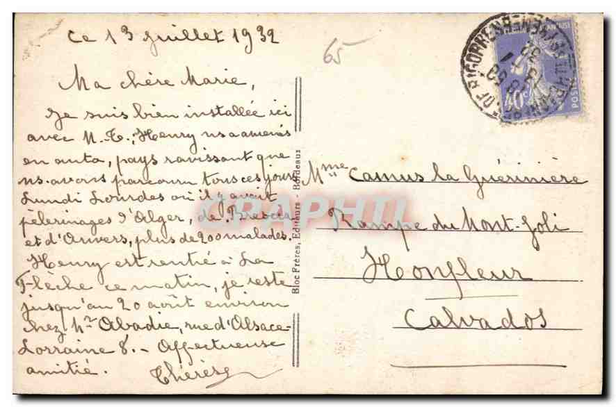 Bagnères-de-Bigorre — Vers le Bédat et le Casino BR — n°19 — Verso