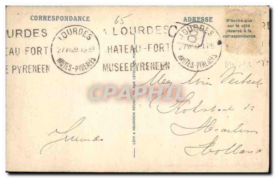 CPA Lourdes La Basilique Illuminee  — Verso