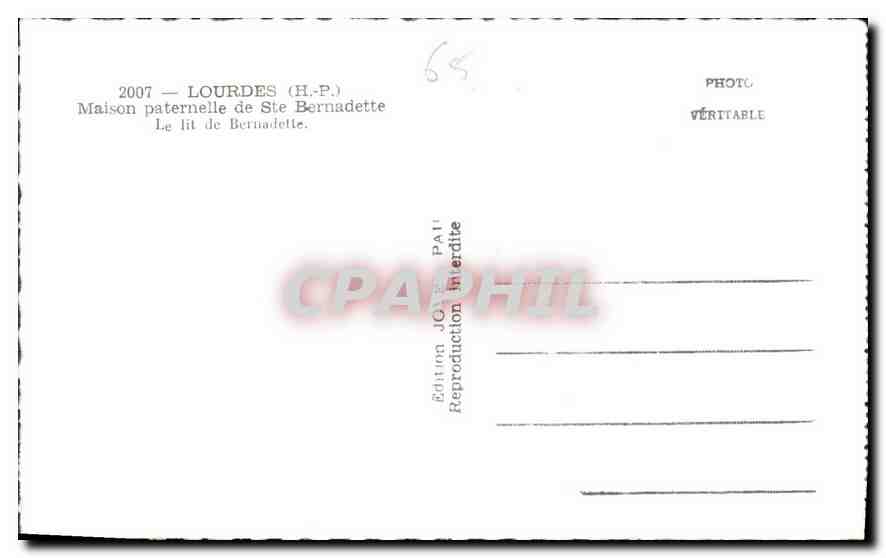 CPA Lourdes HP Maison paternelle de Ste Bernadette  — Verso