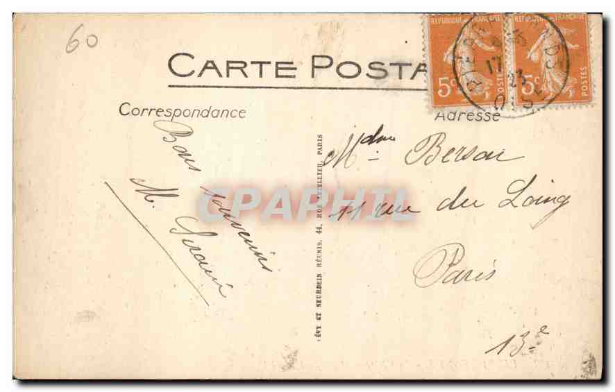 Pierrefonds - Le Château (Côté Sud) — Éditeur LL, n° 122 — Verso