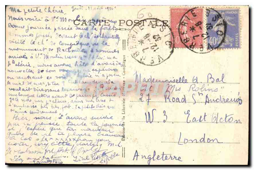 CPA Le Palais de Compiegne Oise  — Rückseite