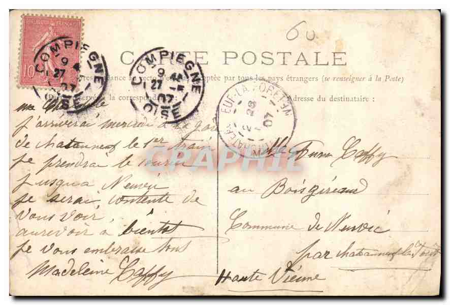 Pierrefonds — Cour du Château — Édition Nouvelles Galeries n°53 — Rückseite