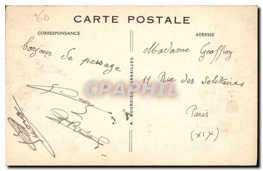 Château de Chantilly — Façade Ouest — CPAPHIL — Verso