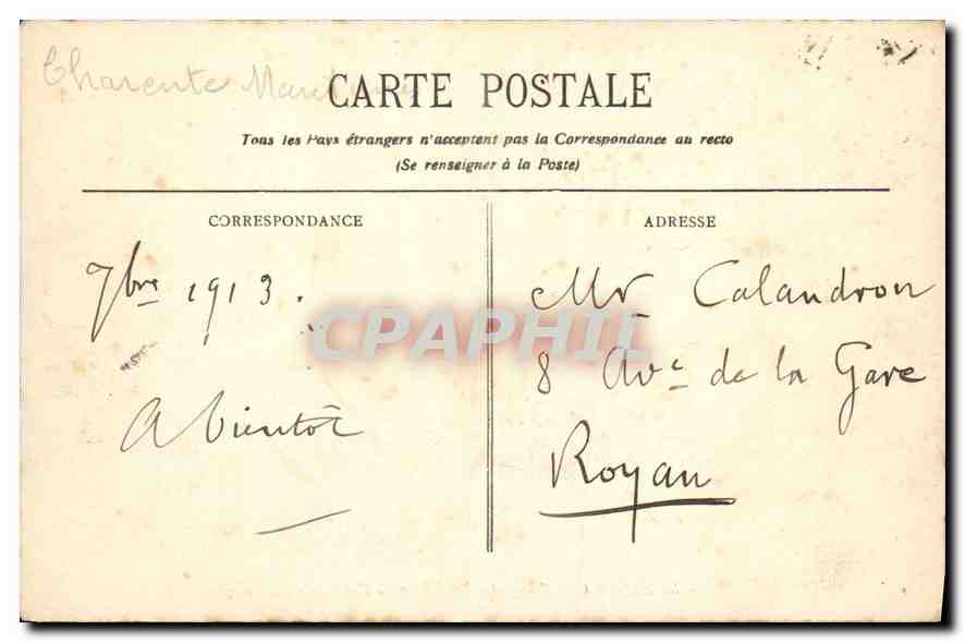 CPA Royan Cote d'Argent Les Rochers a Vallieres  — Back