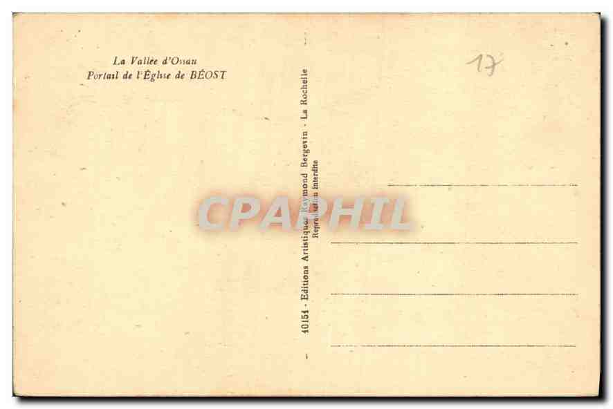 CPA La Vallee d'Ossau Portail de l'Eglise de Beost  — Rückseite
