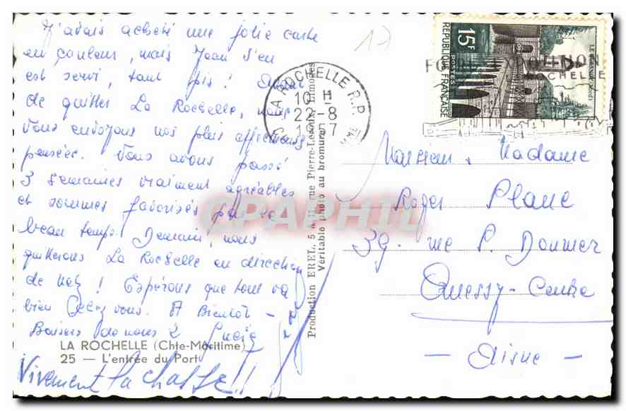 CPA La Rochelle Chte Maritime L'Entree du Port Bateaux de peche — Verso