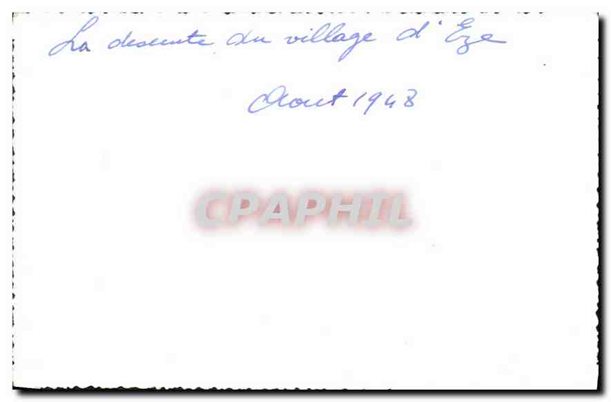 Photo La descente du village d'Eze Aout 1948 — Verso