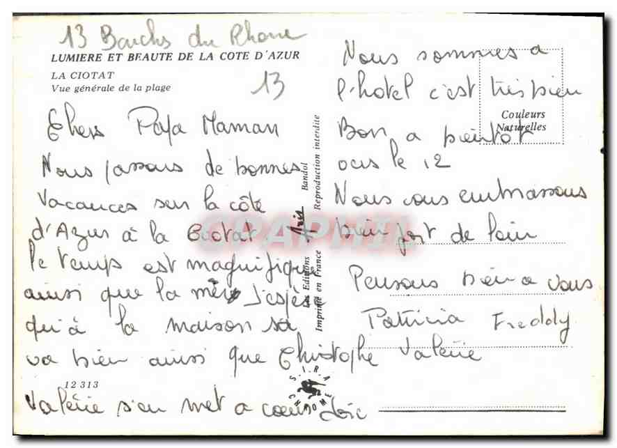 CPM La Ciotat Vue generale de la plage  — Rückseite