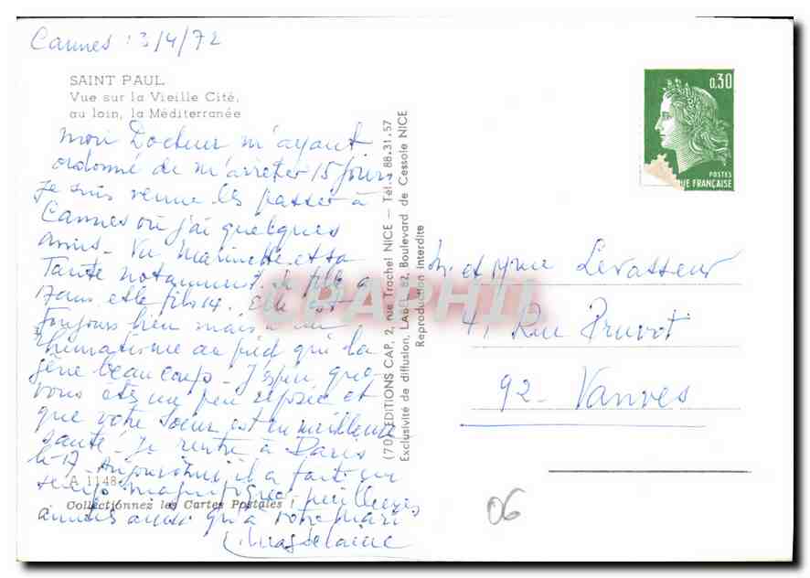 CPM Saint Paul Vue sur la Vieille Cite  — Rückseite