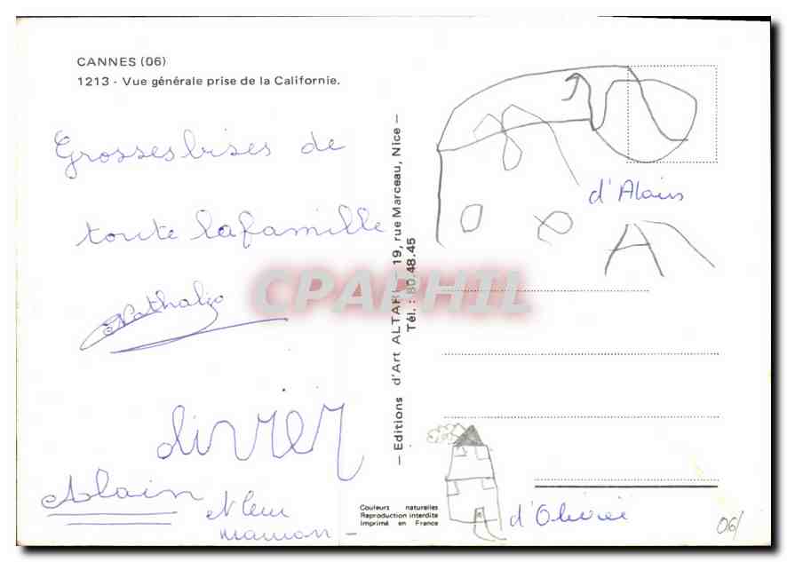 CPM Cannes Vue generale prise de la Californie  — Verso