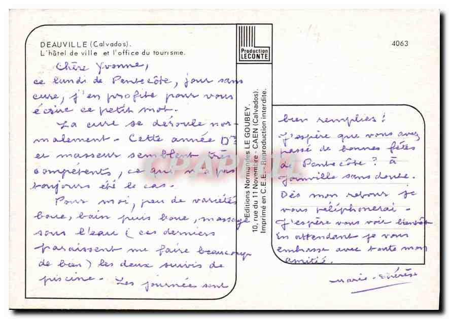 Deauville — Amitiés de Deauville — Emy — Rückseite