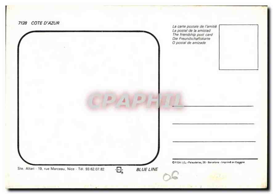 CPM Cote d'Azur  — Verso