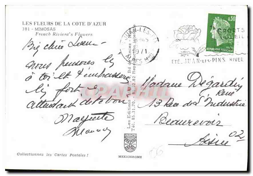 Enfants cueillant des mimosa — Les Fleurs de la Côte d'Azur — Éditions MAFU - MEXICHROME — Verso
