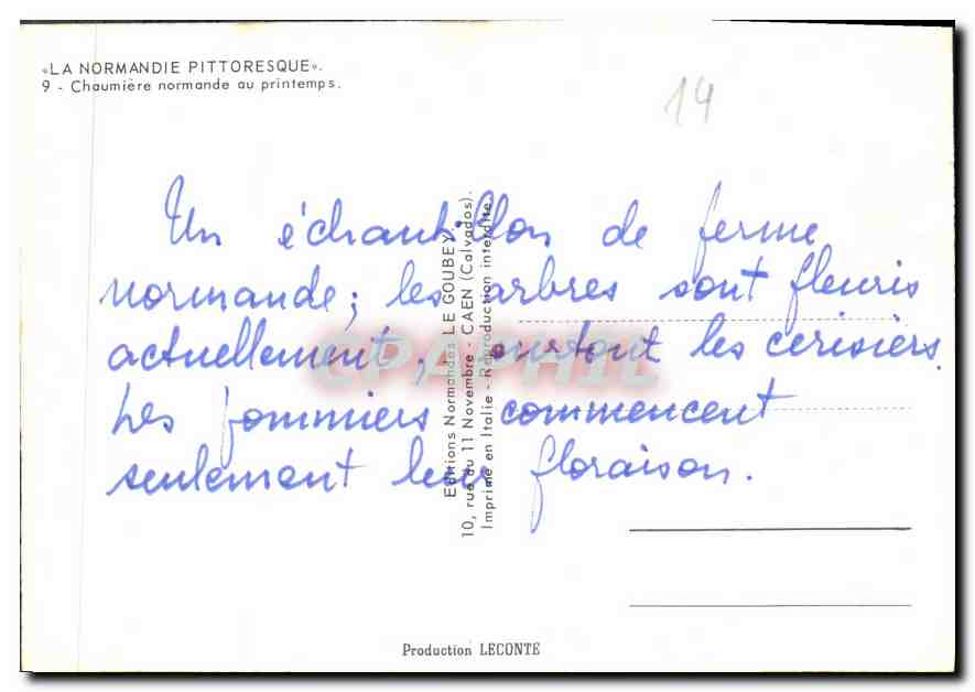 Normannische Hütte — Frühling — Éditions Normandes LE GOUBEY, Nr. 9 — Rückseite