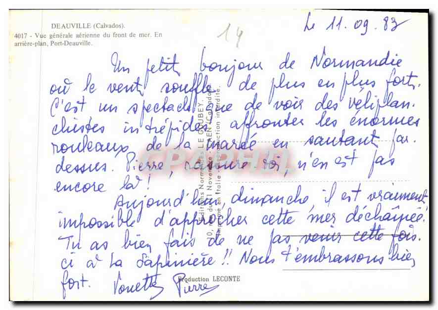 Deauville (Calvados) — Vue aérienne du front de mer — Édition LECONTE n°4017 — Rückseite