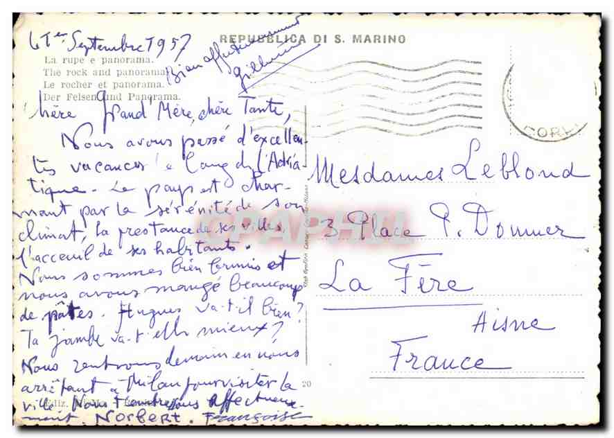 CPM Repubblica di S Marino le Rocher et Panorama  — Rückseite